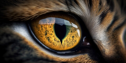 extreme macro shot: cat eyes. AI-Generated