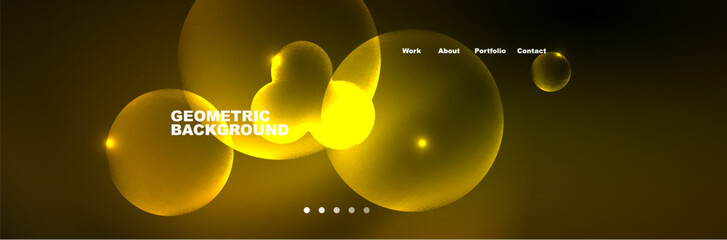 Shiny neon circles and bubbles, dark abstract background with blurred magic neon light, wallpaper design