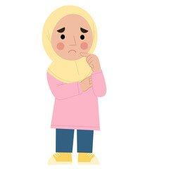 Illustration of a hijab girl thinking