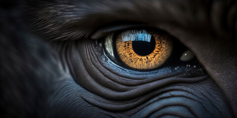 Detailed Shot of a Gorilla's Expressive Eyes. AI-Generated
