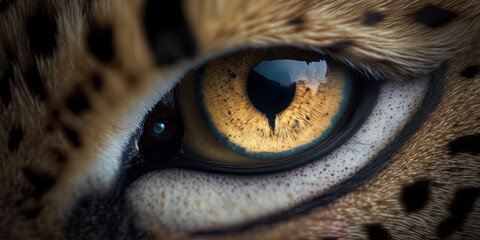 extreme macro shot: Lion eyes. AI-Generated