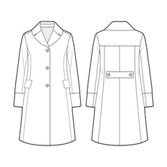 Women's Wool Coat Coat fashion vector sketch, Apparel template - Illustrator CC