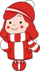 cute cartoon girl in the colors of canada