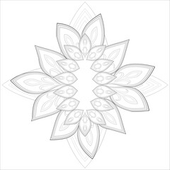 Coloring Page for Fun and Relaxation. Hand Drawn Sketch for Adult Anti Stress. Decorative Abstract Flowers in Black Isolated on White Background.-vector