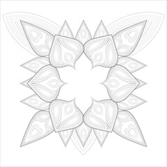 Coloring Page for Fun and Relaxation. Hand Drawn Sketch for Adult Anti Stress. Decorative Abstract Flowers in Black Isolated on White Background.-vector