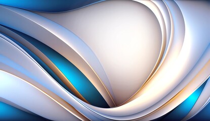 Abstract blue and creamy illustration with wavy forms. Elegance composition. Created with generative AI.