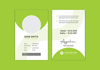 Modern Minimalist Corporate Id Card Design with Green Accent.