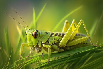 Fototapeta premium grasshopper, meadow grasshopper. Generative AI