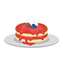 Breakfast pancake two Layer illustration with berry