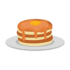 Breakfast pancakes three layer illustration with maple syrup