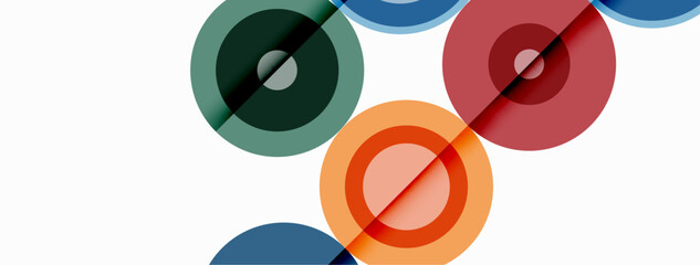 Circles with shadows trendy minimal geometric composition abstract background