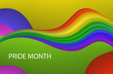 Lgbt pride wave. Rainbow, colorful ribbon, multicolor curve line. Pride month event, modern concept of holiday of human rights and tolerance, active community. Banner with LGBTQ flag wavy. Vector 3d. 
