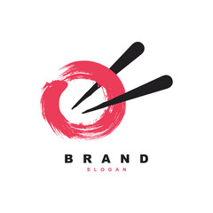 Traditional oriental Asian sushi chopstick logo for your brand or business