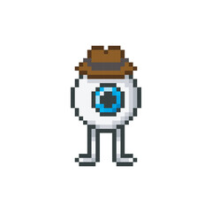Eye man with hat, pixel art character