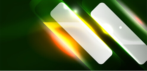 Neon glowing techno lines and arrows, hi-tech futuristic abstract background template