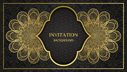 Decorative golden floral ornamental mandala design background. Arabesque style greeting and invitation card. Decoration, Decorative, Ornament, Ornamental, India, Indian, Arabic, Damask, Asian, Turkish