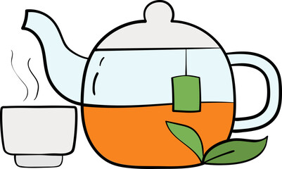 Tea decorative design element for website, presentation, flyer, brochure, printing, application. illustration style