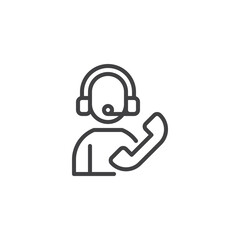 Call center assistant line icon