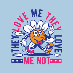 Daisy Flower Mascot Character Design Love Me Love Me Not