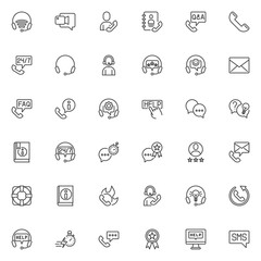 Technical support line icons set