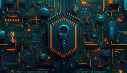 Fototapeta premium cyber security UI abstract background