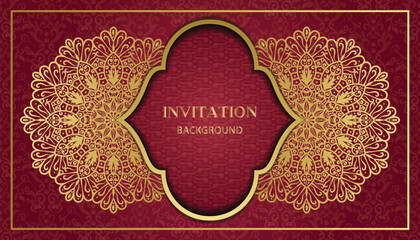 Decorative golden floral ornamental mandala design background. Arabesque style greeting and invitation card. Decoration, Decorative, Ornament, Ornamental, India, Indian, Arabic, Damask, Asian, Turkish