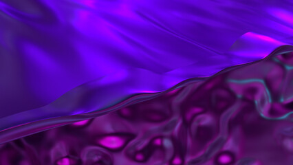 Dark blue and pink diagonal reflective waves bg - abstract 3D rendering