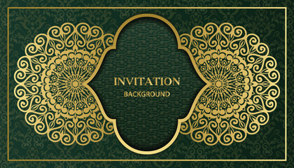 Decorative golden floral ornamental mandala design background. Arabesque style greeting and invitation card. Decoration, Decorative, Ornament, Ornamental, India, Indian, Arabic, Damask, Asian, Turkish