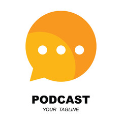 Podcast or Radio Logo design using Microphone and Headphone icon with slogan template