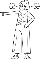 Angry business woman illustration in doodle style