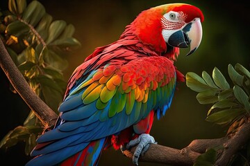 The Scarlet Macaw is a large, colorful macaw that is native to humid evergreen forests in the America Tropics. Its range goes from extreme southeast Mexico to the Amazon, Peru, Bolivia, and Brazil