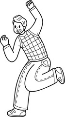 business man jumping for joy illustration in doodle style