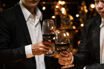 Celebrate whiskey on a friendly party in  restaurant
