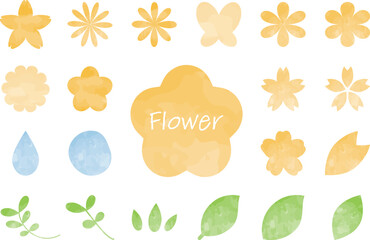 使いやすい　花　フレーム　形　セット  水彩