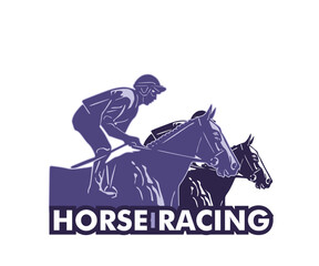THE JOCKEY AND HORSE RACE LOGO, silhouette of a man ridding strong horse vector illustrations