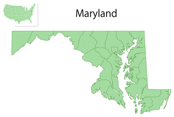 メリーランド　アメリカ　地図　アイコン