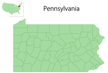 ペンシルベニア　アメリカ　地図　アイコン