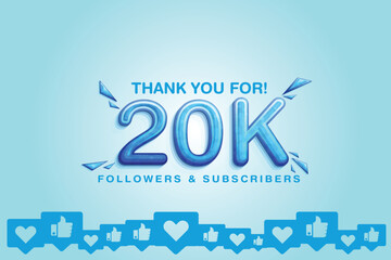 Cherishing the support of 20000 or 20k followers or subscribers on social platform