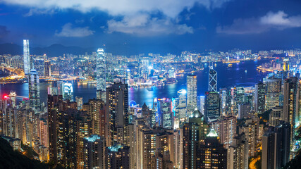 Fototapeta premium Victoria Harbor of Hong Kong city at night