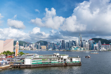 Skyline of Victoria Harbor of Hong Kong city