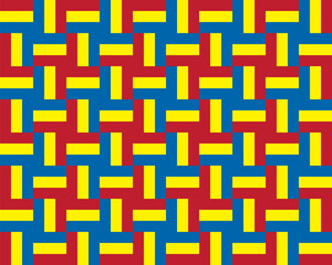 Seamless pattern with rectangle shape, primary colors, red, blue, yellow. Vector illustration.