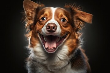 cute and Beautiful Dog , Portrait of a funny, happy dog with its tongue out and a smile on its face. Funny studio picture of a cute puppy dog smiling. Generative AI