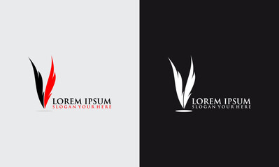 feather concept creative design v business logo