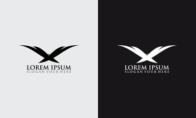 feather concept creative design x bird logo