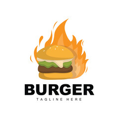 Burger Logo, Bread Vector, Meat And Vegetable, Fast Food Design, Burger Shop And Product Brand Icon Illustration