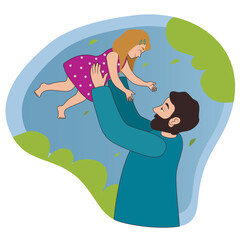Obraz premium Happy father having fun with his daughter in park