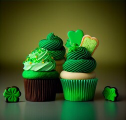 Fototapeta na wymiar St. Patrick's Day green cup cakes