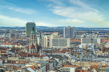 Naklejka premium Aeral panorama cityscape view at munich city, bavaria, germany