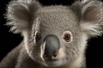 Naklejka premium Close up of a 9 month old Koala bear (Phascolarctos cinereus). Generative AI