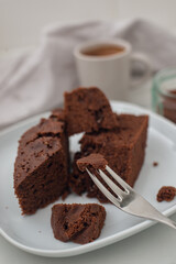 brownie cake. Dark chocolate brownie on a table